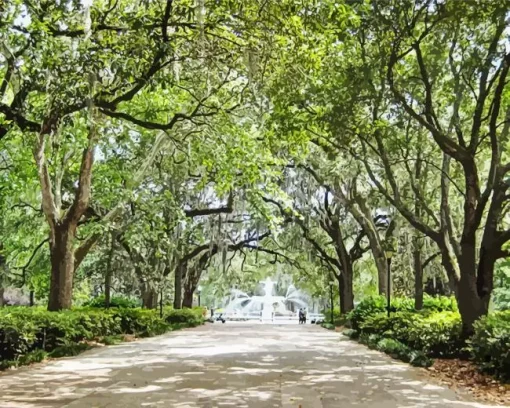 Forsyth Park Georgia Paint by Numbers