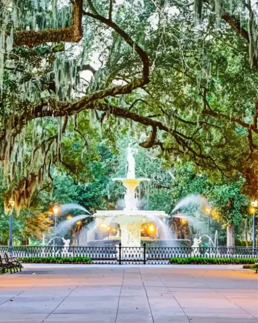 Forsyth Park Savannah Paint by Numbers