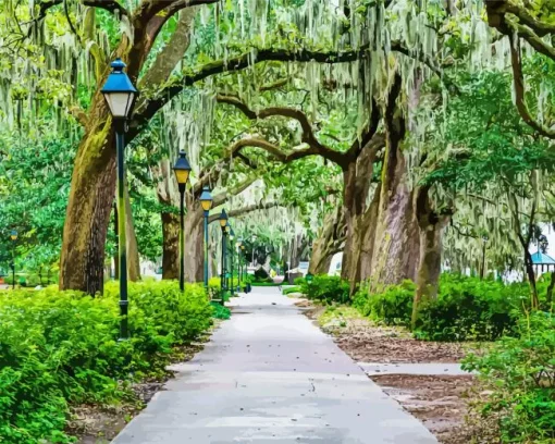 Forsyth Park Trees Paint by Numbers