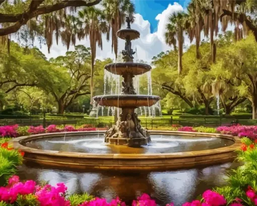 Forsyth Park With Fountains Paint by Numbers