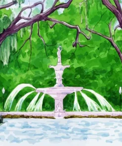 Savannah Forsyth Park Fountain Paint by Numbers