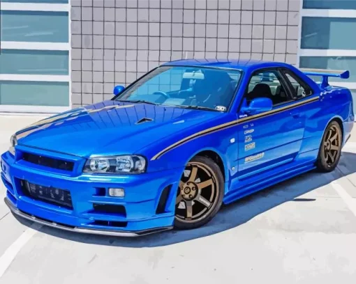 Blue R34 Skyline GTR Paint by Numbers