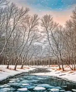 Cool Briches Winter Art Paint by Number