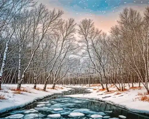 Cool Briches Winter Art Paint by Number