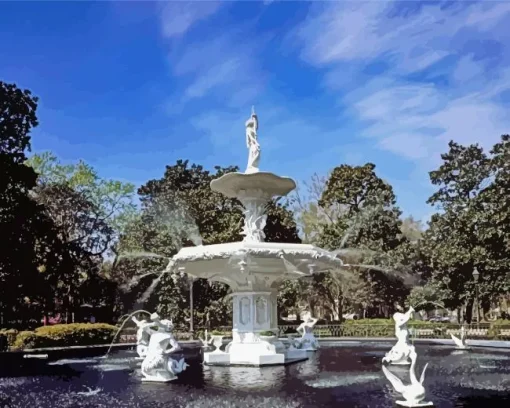 Fountain in Forsyth Park Paint by Numbers