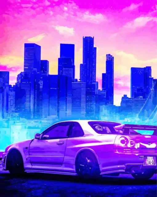 Retro R34 Skyline GTR Paint by Numbers