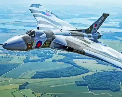 Avro Vulcan Over A Landscape Paint by Numbers