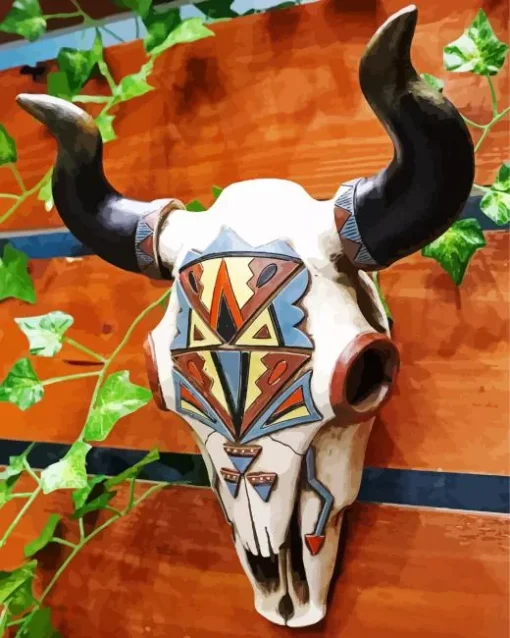 Cow Skull Art Paint by Numbers