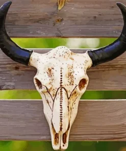 Black And White Cow Skull Paint by Numbers