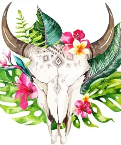 Bohemian Cow Skull Paint by Numbers