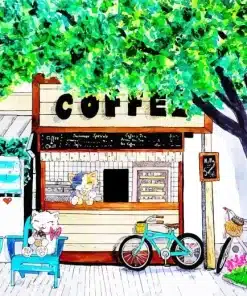 Cat Coffee Shop Paint by Numbers