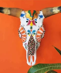 Colorful Cow Skull Paint by Numbers