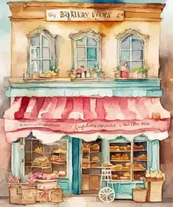 Pink Bakery Shop Paint by Numbers