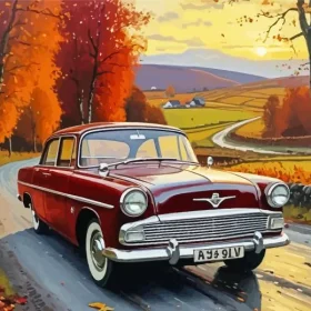 Vintage Car In Autumn Paint by Number