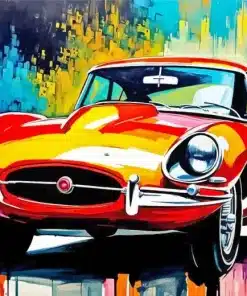 Colorful Jaguar E Type Car Paint by Number