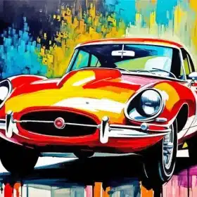 Colorful Jaguar E Type Car Paint by Number