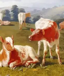 Calves In a Meadow Briton Rivière Paint by Numbers