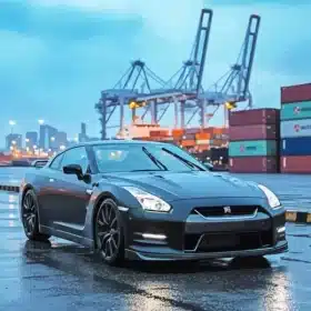 Black Nissan In A Harbour Paint by Numbers