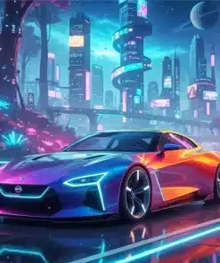 Cool Nissan Cyberpunk Paint by Numbers