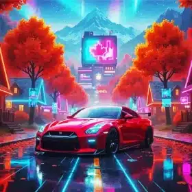 Red Nissan Art Paint by Numbers 