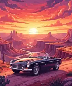 Classic Car Art Sunset Peak Paint by Numbers