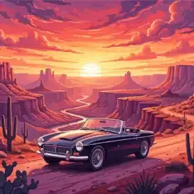 Classic Car Art Sunset Peak Paint by Numbers 