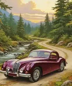 The Burgundy Jaguars Winding Road Paint by Numbers