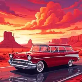 The Classic Dark Red Car Vista Paint by Numbers