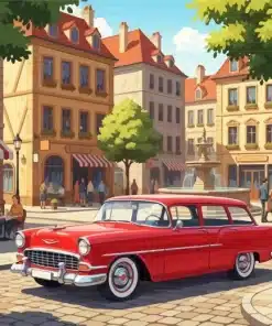 Aesthetic Classic Red Car Paint by Numbers