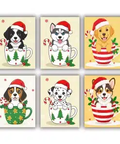 Christmas Dogs Mini Paint by Numbers