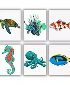 Sea Creatures Mini Paint by Numbers