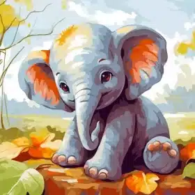 Baby Elephant Dream Paint by Numbers