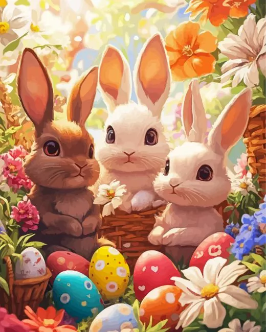 Bunny Trio Paint by Numbers