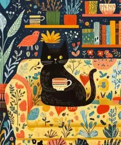 Coffee Cat Paint by Numbers