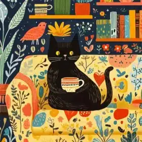 Coffee Cat Paint by Numbers 