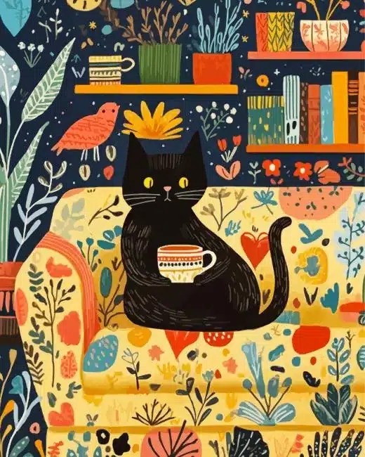 Coffee Cat Paint by Numbers
