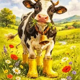 Cute Cow Paint by Numbers 