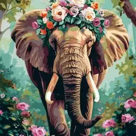 Flower Crowned Elephant Paint by Numbers 