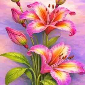 Pink Flowers Paint By Numbers