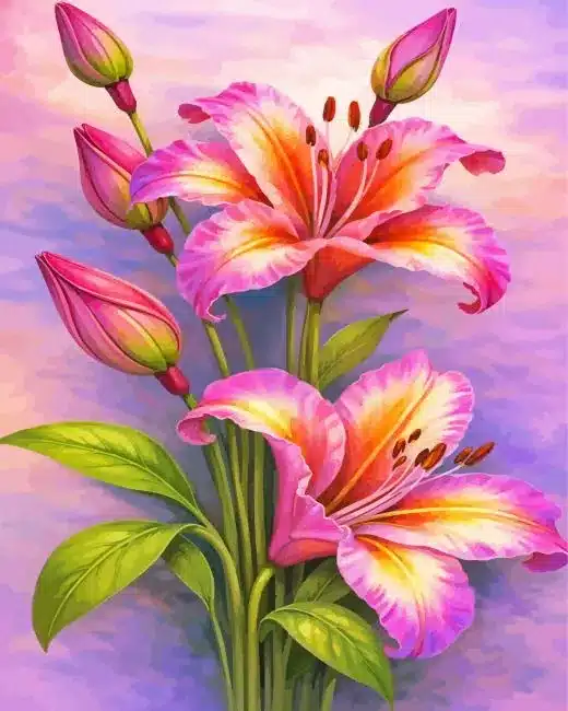 pink flowers paint by numbers Pink Flowers Paint By Numbers