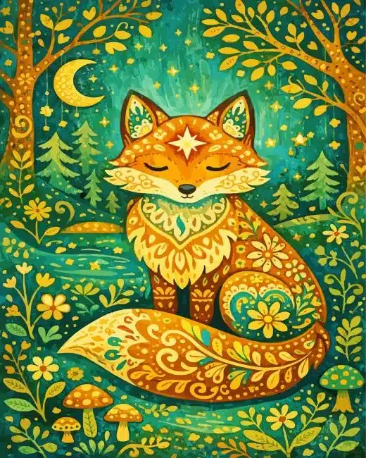 whimsical fox paint by number Whimsical Fox Paint By Numbers