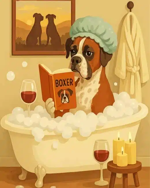 Boxer Taking A Bath Paint By Numbers