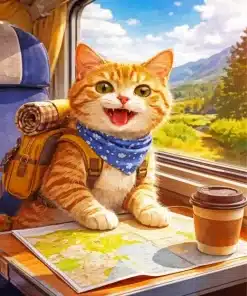 Cat On A Trip Paint By Numbers