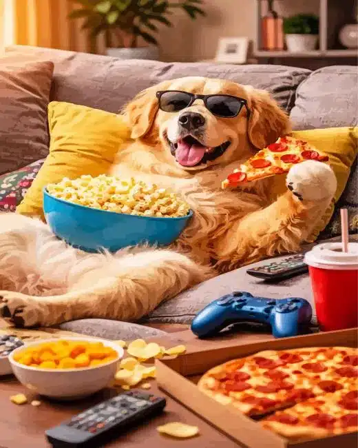 Dog Eating Pizza Paint By Numbers