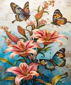 Flowers And Butterflies Paint By Numbers