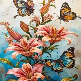 Flowers And Butterflies Paint By Numbers