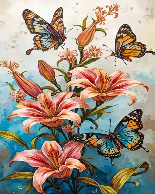 Flowers And Butterflies Paint By Numbers