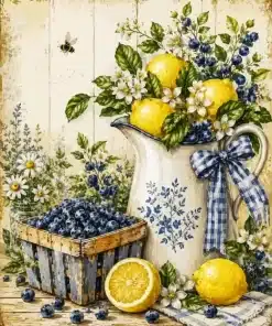 Lemons And Blueberries Art Paint By Numbers