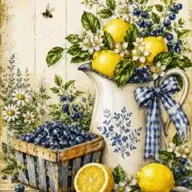 Lemons And Blueberries Art Paint By Numbers
