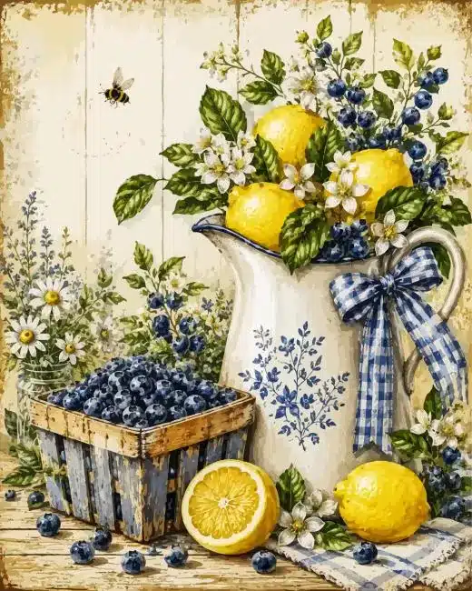 lemons and blueberries paint by numbers Lemons And Blueberries Art Paint By Numbers